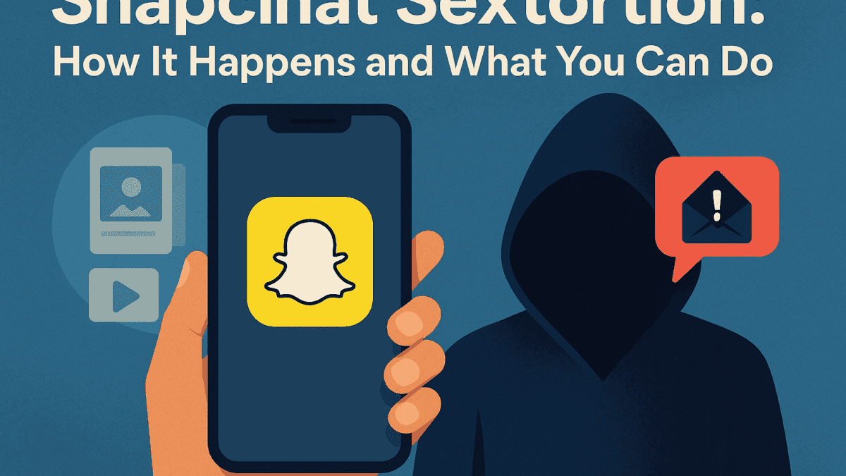 Snapchat sextortion victim receiving threatening message on phone, highlighting the emotional impact of online blackmail.