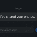 Blurred chat screenshot showing threat message about sharing private photos Image Caption: A threatening message sent to a victim of online blackmail Image Description: A horizontal image displaying a text bubble with a message stating that someone’s private photos have been shared online