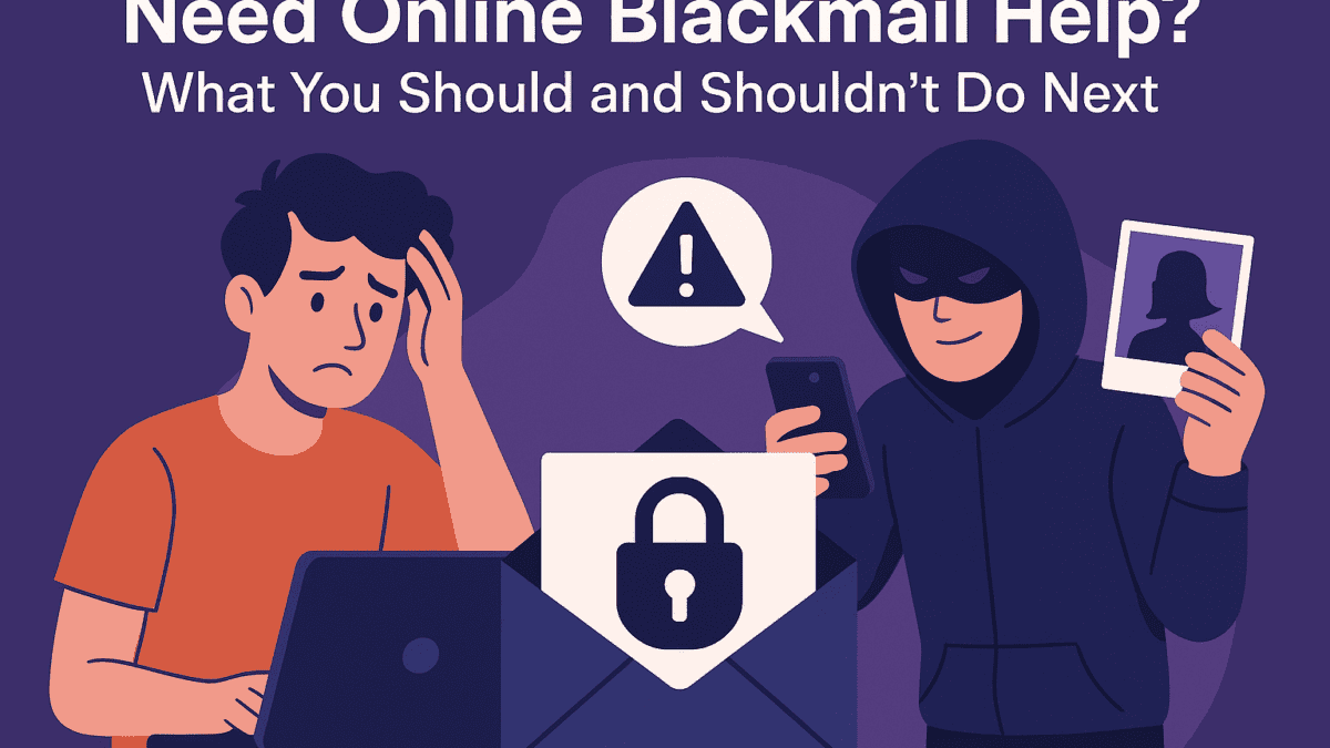 person seeking online blackmail help on phone
