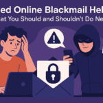 person seeking online blackmail help on phone