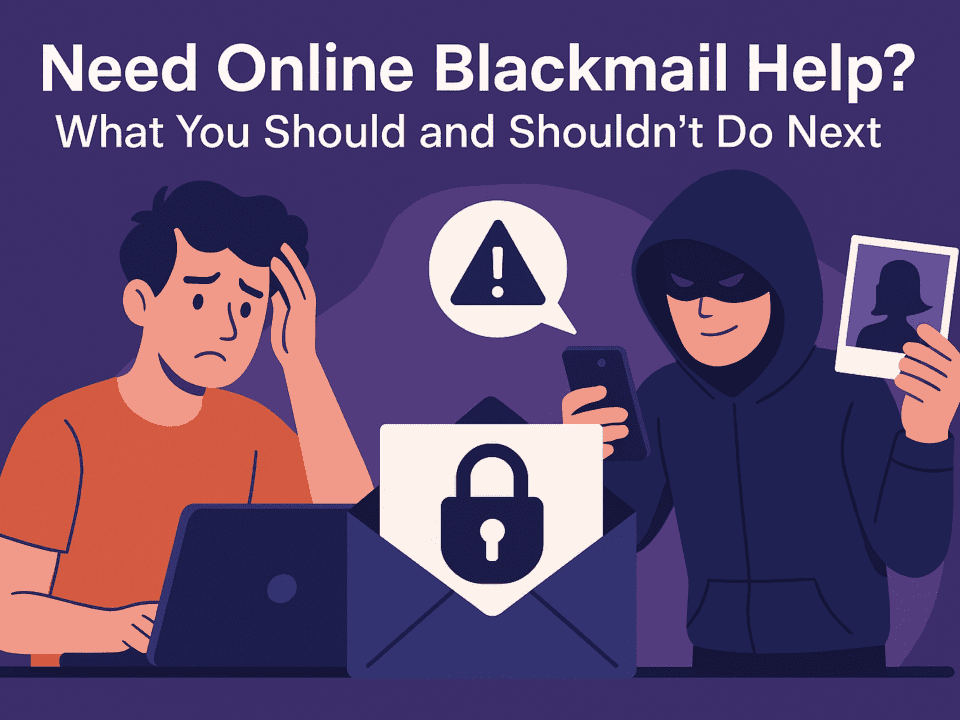 person seeking online blackmail help on phone